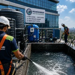 Commercial water tank cleaning services for apartments, offices, and gated communities in Hyderabad.